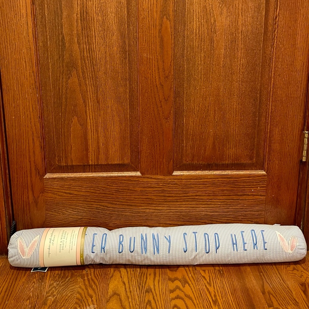 Cupcakes & Cashmere Easter Bunny Stop Here Door Draft Guard